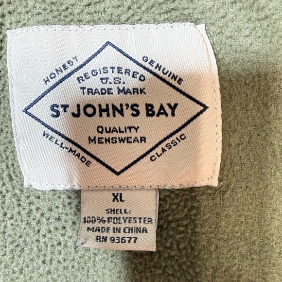 St Johns Bay Mens Fleece Quarter Zip Pullover Khaki Green XL - Picture 4 of 10